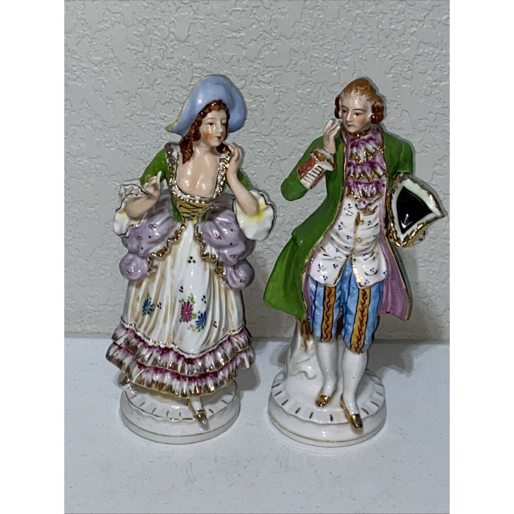 VTG Made In Occupied Japan Victorian Colonial Couple Courting Figurine Set 11”